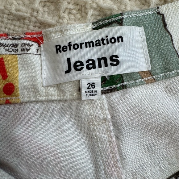 Reformation Comic High Rise Straight Jeans Pop Art Print Sz 26 Organic Cotton - Picture 12 of 17